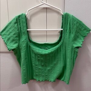 Aerie Green Ribbed Short Sleeve Top